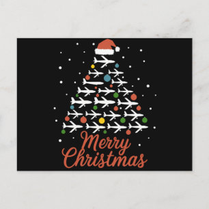 Cartão Postal De Festividades Feliz Natal Férias em Árvore de Avião