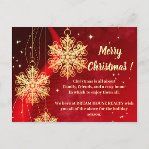 Cartão Postal De Festividades Feliz Natal Floco de Neve Imobiliário