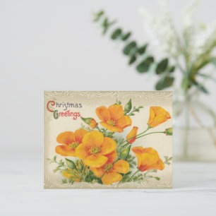 Cartão Postal De Festividades Feliz Natal, flor de árvore, arte de colheita