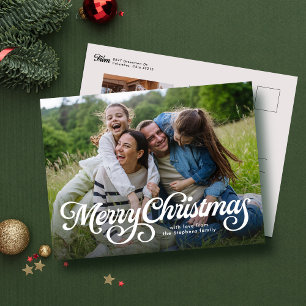 Cartão Postal De Festividades Feliz Natal floresce a foto clássica