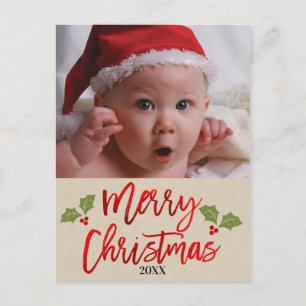 Cartão Postal De Festividades Feliz Natal Folha de Ouro Moderno Script Foto