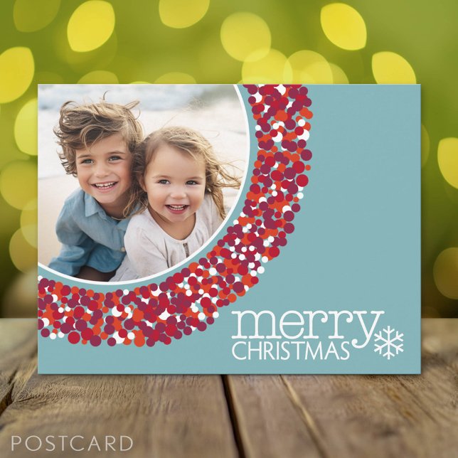 Cartão Postal De Festividades Feliz Natal - Foto: Berry Wreath (Holiday Photo Postcard)