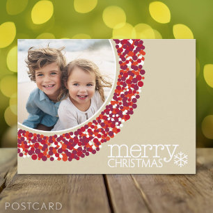 Cartão Postal De Festividades Feliz Natal - Foto - Coroa de frutos vermelhos