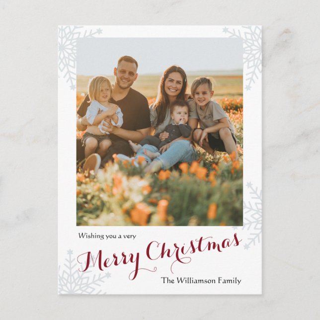Cartão Postal De Festividades Feliz Natal Foto Personalizada da Família Simples (Frente)