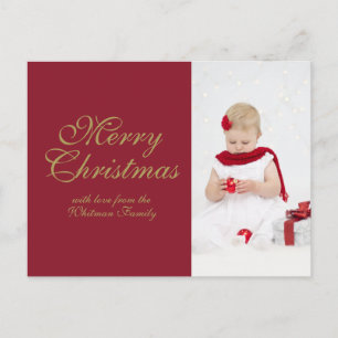 Cartão Postal De Festividades Feliz Natal Foto Pessoal Vermelha