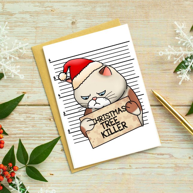 Cartão Postal De Festividades Feliz Natal Gato Coisa Engraçada Para Amigos (Merry Christmas Cat Funny Quotes For Friends Holiday Postcard)