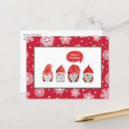 Cartão Postal De Festividades Feliz Natal Gnomos