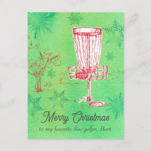 Cartão Postal De Festividades Feliz Natal - Golfer de Disco Favorito Personaliza