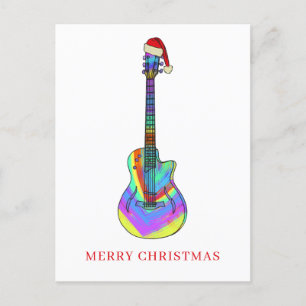 Cartão Postal De Festividades Feliz Natal guitarra colorida