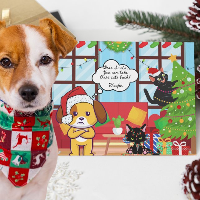 Cartão Postal De Festividades Feliz Natal Humor Bah Hum Dog (Criador carregado)