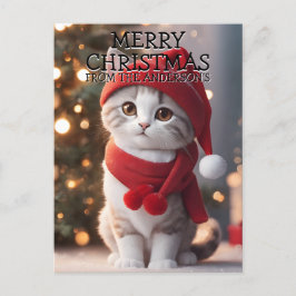Cartão Postal De Festividades Feliz Natal Kitty Cat Personalizado