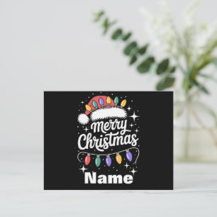 Cartão Postal De Festividades Feliz Natal Luzes Santa Hat Presente Personalizado