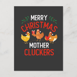 Cartão Postal De Festividades Feliz Natal Mãe Cluckers Rooaster Xmas