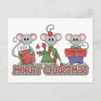 Cartão Postal De Festividades Feliz Natal Mice