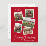 Cartão Postal De Festividades Feliz Natal Moderno 5 Fotografia Collage<br><div class="desc">Um cartão de Natal moderno com 5 fotos coladas com script manuscrito e tipo mínimo. Clique no botão editar para personalizar este design.</div>