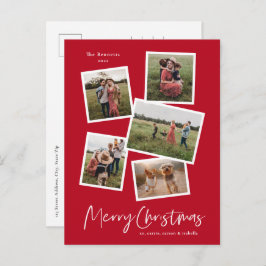 Cartão Postal De Festividades Feliz Natal Moderno 5 Fotografia Collage