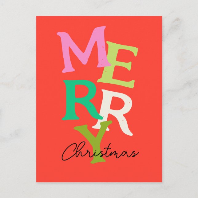 Cartão Postal De Festividades Feliz Natal Moderno Feriado Brilhante (Frente)