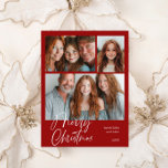 Cartão Postal De Festividades Feliz Natal Múltiplos Três Fotos Design Vermelho<br><div class="desc">Feliz design de fotos de Natal com três fotos vermelhas</div>