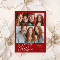 Feliz Natal Múltiplos Três Fotos Design Vermelho