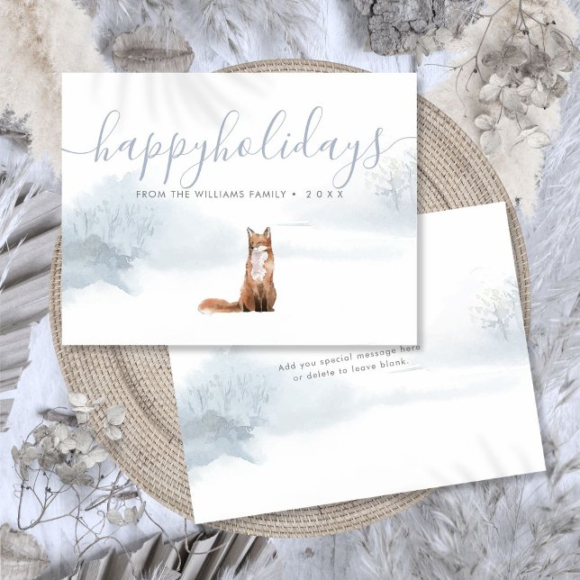Cartão Postal De Festividades Feliz Natal Natal Fox Family Name (Happy Holidays Christmas Winter Fox Family Name Holiday Postcard)