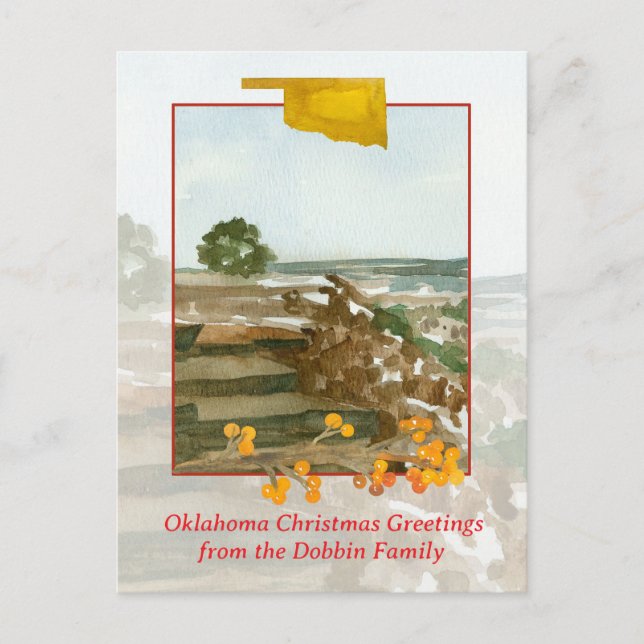 Cartão Postal De Festividades Feliz Natal Oklahoma Black Mesa Personalizado (Frente)