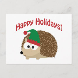 Cartão Postal De Festividades Feliz Natal Ouriço Bonito Elfo de Natal