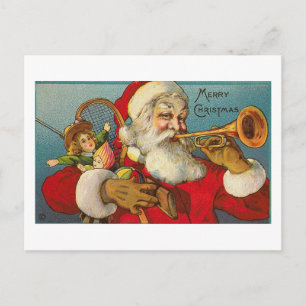 Cartão Postal De Festividades Feliz Natal, Papais noeis e Brinquedos