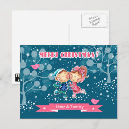Cartão Postal De Festividades Feliz Natal para Crianças de Sking