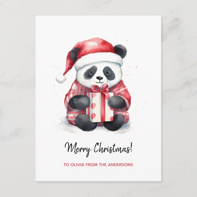 Cartão Postal De Festividades Feliz Natal para Papais noeis de Panda (Frente)