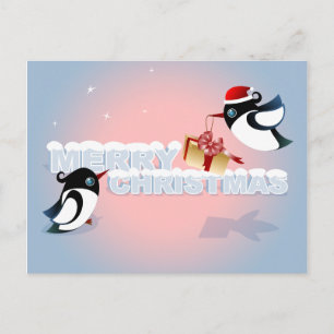Cartão Postal De Festividades Feliz Natal - Pássaros Bonitos Presentes de Natal