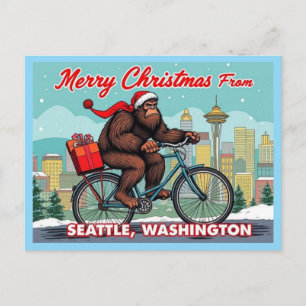 Cartão Postal De Festividades Feliz Natal Pé Grande De Seattle Washington