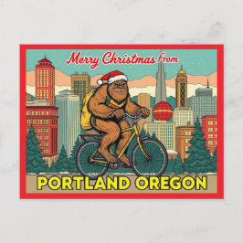 Cartão Postal De Festividades Feliz Natal Pé Grande Portland Oregon