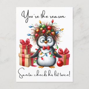 Cartão Postal De Festividades Feliz Natal Pinguim Engraçado Citações Para Amigos
