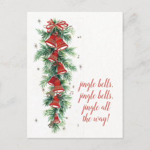 Cartão Postal De Festividades Feliz Natal   Pinos e sinos de junção retrais