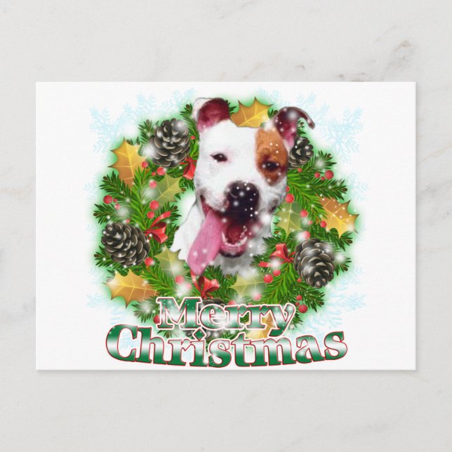 Cartão Postal De Festividades Feliz Natal Pitbull (Frente)