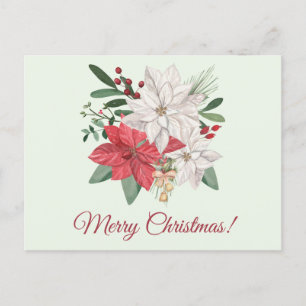 Cartão Postal De Festividades Feliz Natal - Poinsettia Flowers