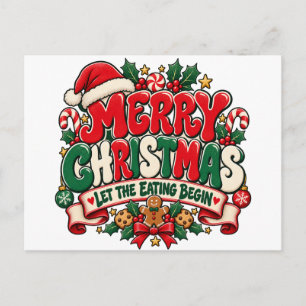 Cartão Postal De Festividades Feliz Natal Que a Comilança Comece Postagem de Fer