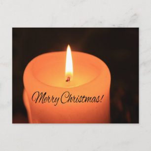 Cartão Postal De Festividades Feliz Natal que queima o Natal das velas