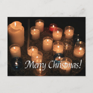 Cartão Postal De Festividades Feliz Natal Queimando velas de natal
