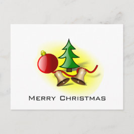 Cartão Postal De Festividades Feliz Natal Red Ball, Bells e Árvore