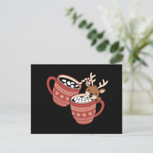 Cartão Postal De Festividades Feliz Natal Rena Famíla Bonita Café de Natal