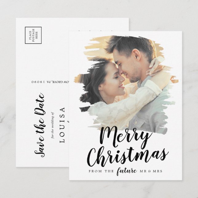 Cartão Postal De Festividades Feliz Natal Salve a Foto da Data (Frente/Verso)