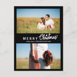Cartão Postal De Festividades Feliz Natal Script Feriado Preto Duas Foto