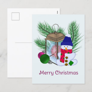 Cartão Postal De Festividades Feliz Natal. Snowman