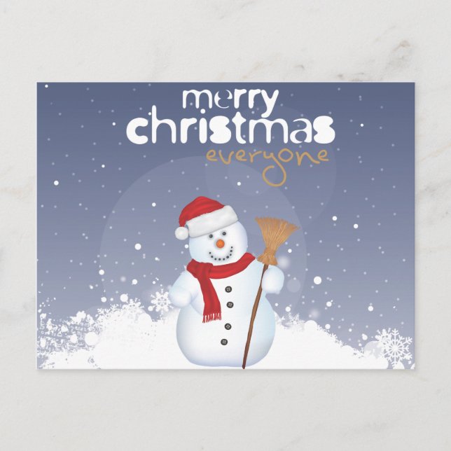 Cartão Postal De Festividades Feliz Natal Snowman (Frente)