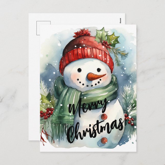 Cartão Postal De Festividades Feliz Natal Snowman (Frente/Verso)