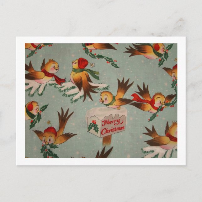 Cartão Postal De Festividades Feliz Natal Sparrows (Frente)