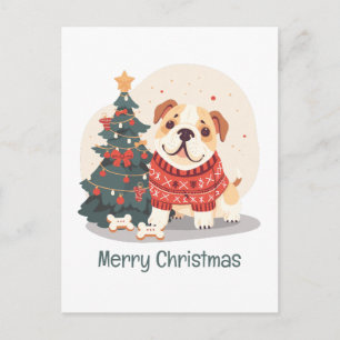 Cartão Postal De Festividades Feliz Natal Suéter de Natal do Bulldog Inglês