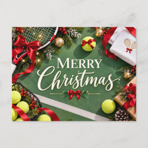 Cartão Postal De Festividades Feliz Natal Tenista Férias Esportes
