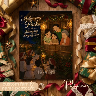 Cartão Postal De Festividades Feliz Natal Tradições de Caroling Filipino